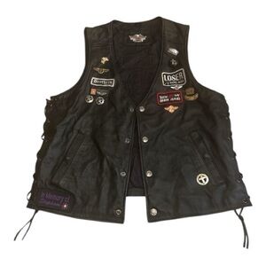 HARLEY DAVIDSON MEN'S BLACK LEATHER VEST